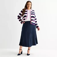 Liz Claiborne Womens Plus Midi Pleated Skirt