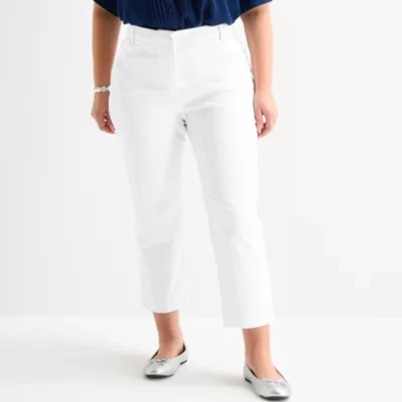 Liz Claiborne Emma Womens Plus Slim Mid Rise Ankle Pant