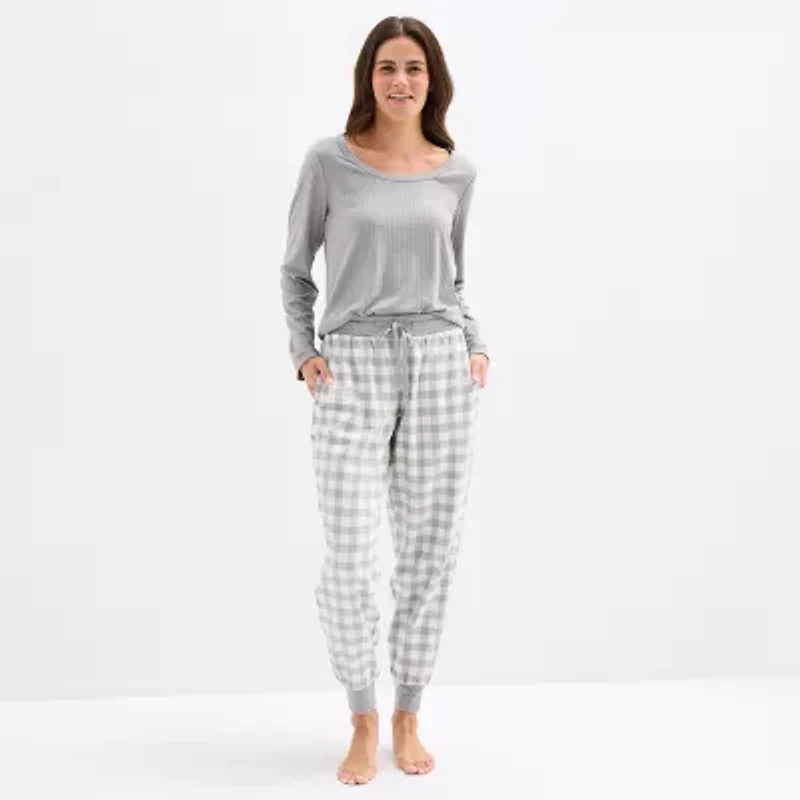 Sleep Chic Jogger Womens Flannel Pajama Pants