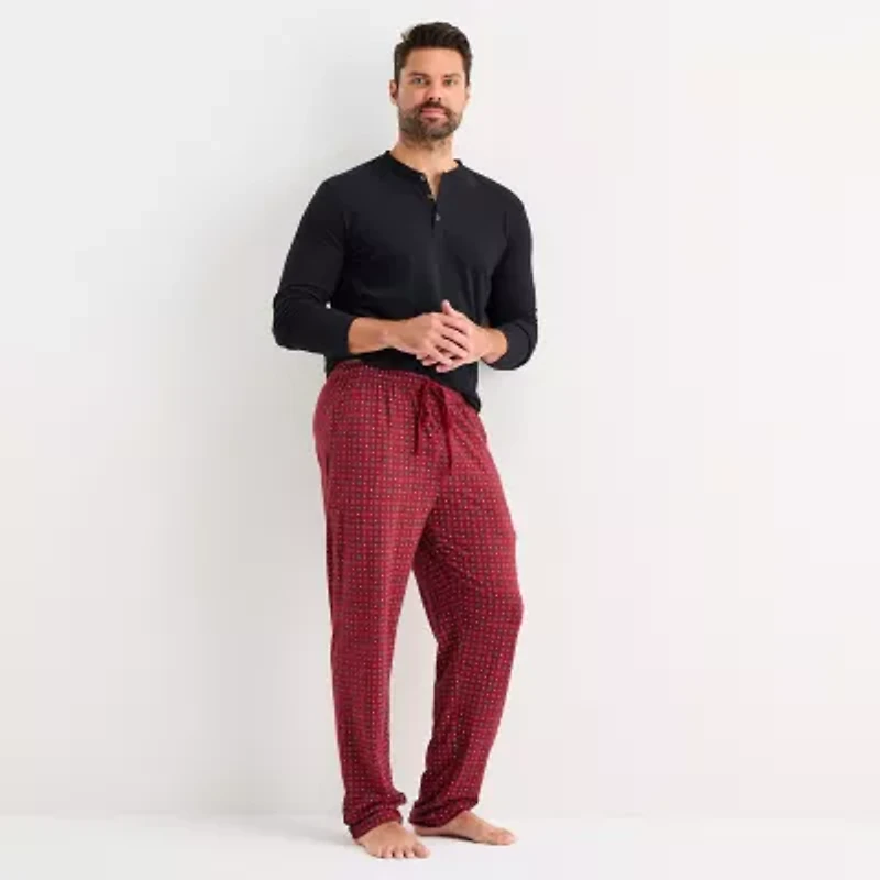 Stafford Mens Henley Neck Long Sleeve Pajama Top