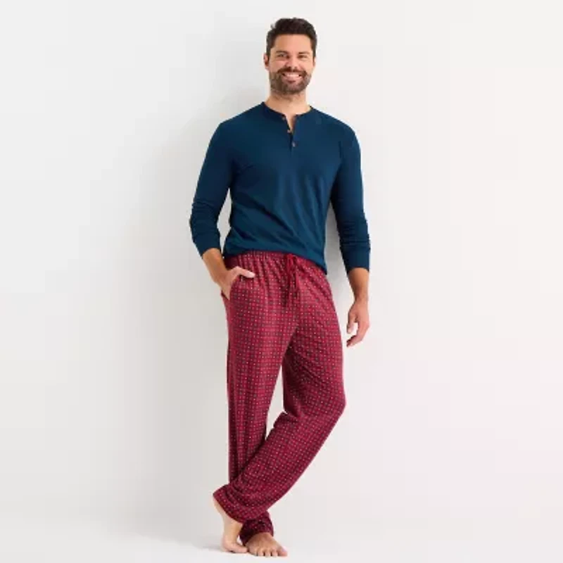 Stafford Mens Henley Neck Long Sleeve Pajama Top