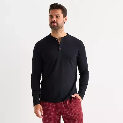Stafford Mens Henley Neck Long Sleeve Pajama Top
