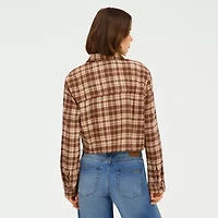 VOLCOM Womens Juniors Cuffed Long Sleeve Button-Down Shirt