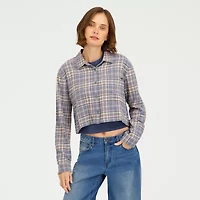 VOLCOM Womens Juniors Long Sleeve Button-Down Shirt