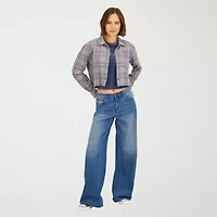 VOLCOM Womens Juniors Long Sleeve Button-Down Shirt