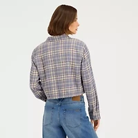 VOLCOM Womens Juniors Long Sleeve Button-Down Shirt