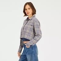 VOLCOM Womens Juniors Long Sleeve Button-Down Shirt