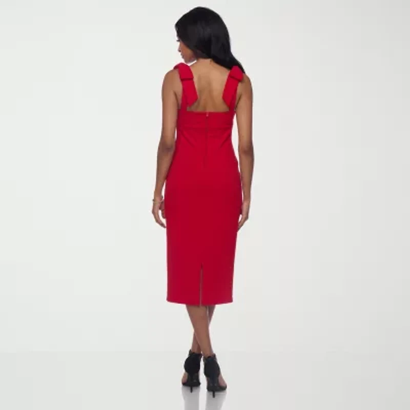 Premier Amour Womens Sleeveless Midi Sheath Dress