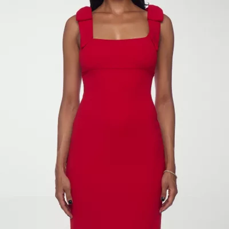 Premier Amour Womens Sleeveless Midi Sheath Dress