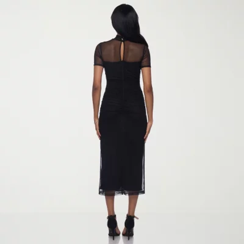 Premier Amour Womens Short Sleeve Midi Sheath Dress