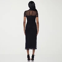 Premier Amour Womens Short Sleeve Midi Sheath Dress