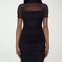 Premier Amour Womens Short Sleeve Midi Sheath Dress