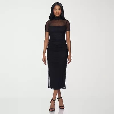 Premier Amour Womens Short Sleeve Midi Sheath Dress