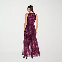 R & M Richards Womens Sleeveless Floral Evening Gown
