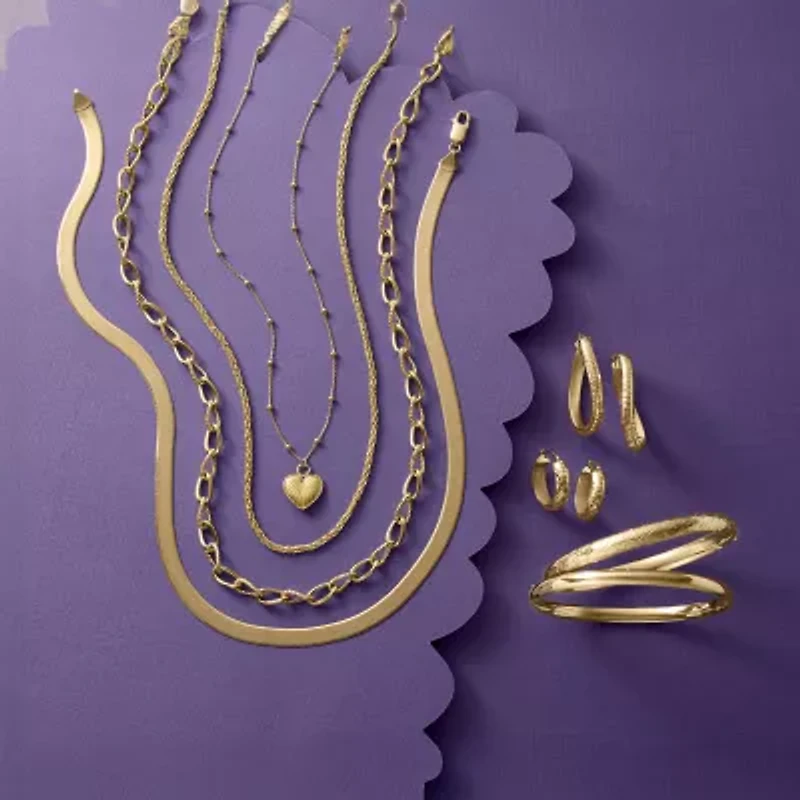 Made in Italy Womens 14K Gold 18 Inch Herringbone Chain Necklace