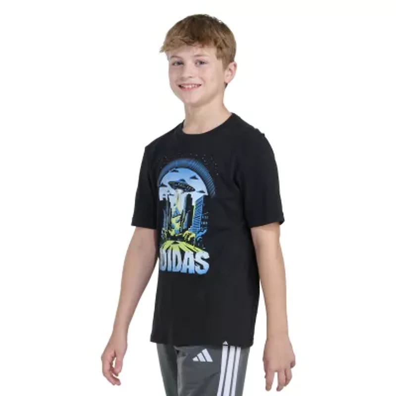 adidas Big Kid Boys Crew Neck Short Sleeve Regular Fit Graphic T-Shirt