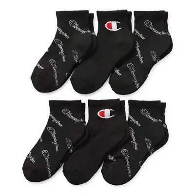 Champion Big Kid Boys Multi-Pack 6 Pair Quarter Ankle Socks