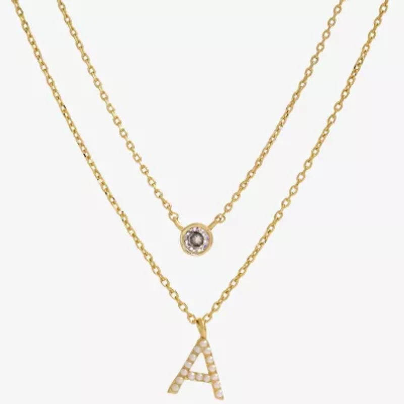 Sparkle Allure Initial Womens 16 Inch Strand Necklace