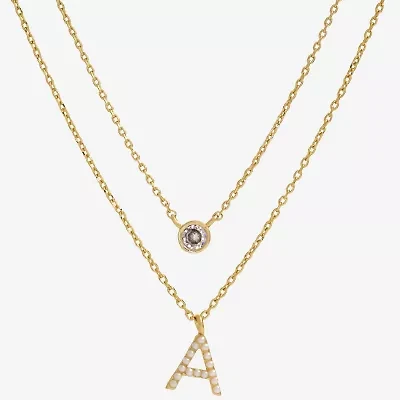 Sparkle Allure Initial Womens 16 Inch Strand Necklace