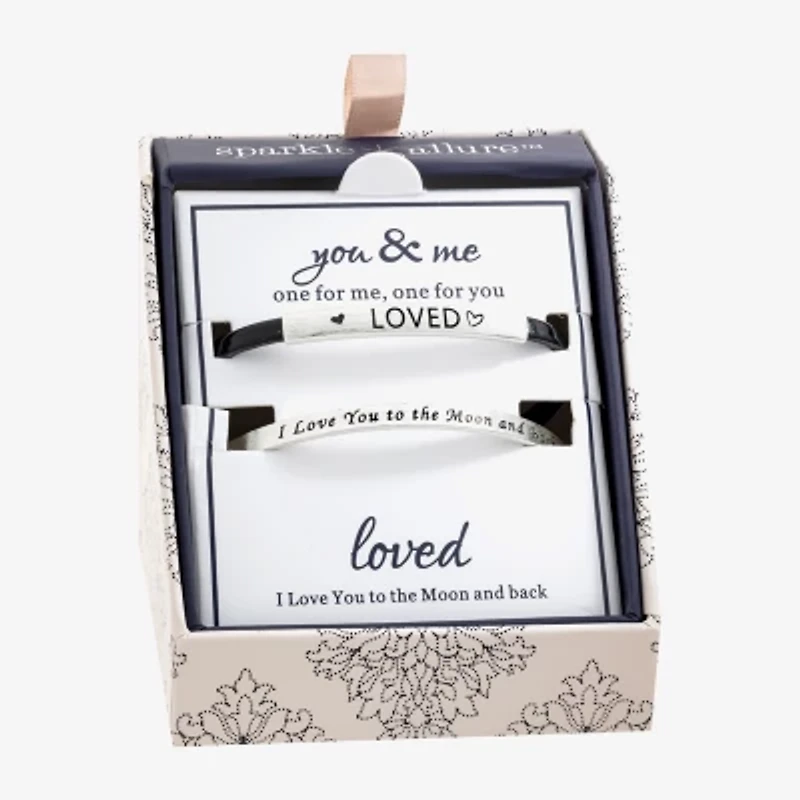 Sparkle Allure You & Me Womens 2-pc. Pure Silver Over Brass Bracelet Set