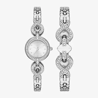 Geneva Ladies Womens Crystal Accent Silver Tone 2-pc. Watch Boxed Set Fmdjset058