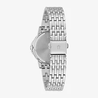Bulova Crystal Womens Crystal Accent Silver Tone Stainless Steel Bracelet Watch 96l297