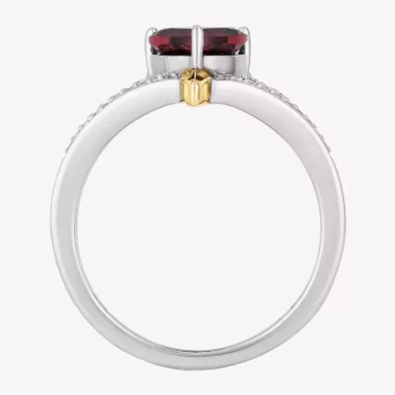 Enchanted Disney Fine Jewelry Villains Evil Queen Womens 1/10 CT. T.W. Genuine Red Garnet 10K Gold Over Silver Heart Princess Cocktail Ring