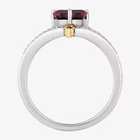 Enchanted Disney Fine Jewelry Villains Evil Queen Womens 1/10 CT. T.W. Genuine Red Garnet 10K Gold Over Silver Heart Princess Cocktail Ring