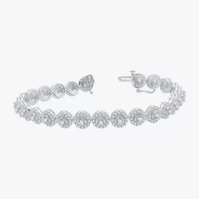 (G / Si1-Si2) Womens 5 CT. T.W. Lab Grown White Diamond 10K White Gold 7.5 Inch Tennis Bracelet