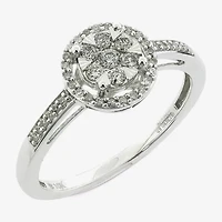 Diamond Blossom Womens 1/4 CT. T.W. Natural White 10K Gold Halo Cocktail Ring