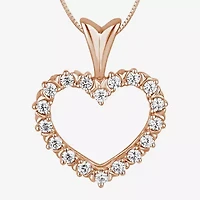 Womens 1/4 CT. T.W. Natural White Diamond 10K Gold Heart 18 Inch Pendant Necklace