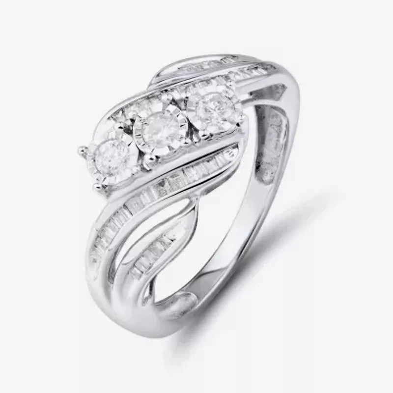 Love Lives Forever 1/2 CT.T.W. Round White Natural Diamond 10K Gold 3-Stone Ring