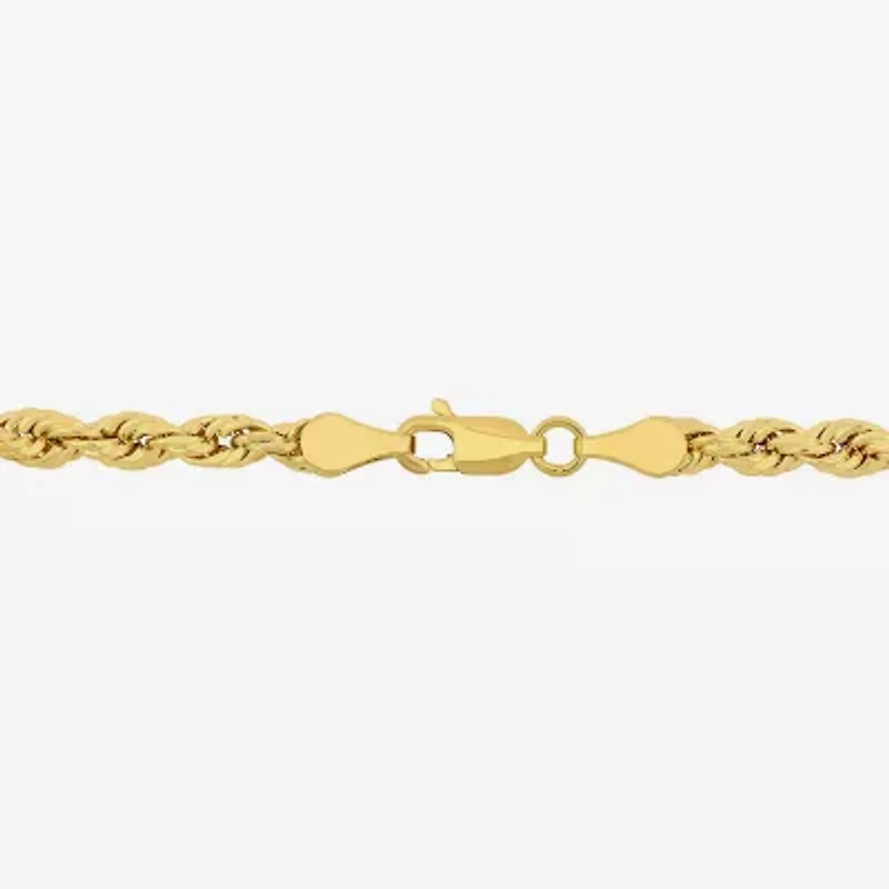 Womens 14K Gold 7.5 Inch Hollow Rope Chain Bracelet