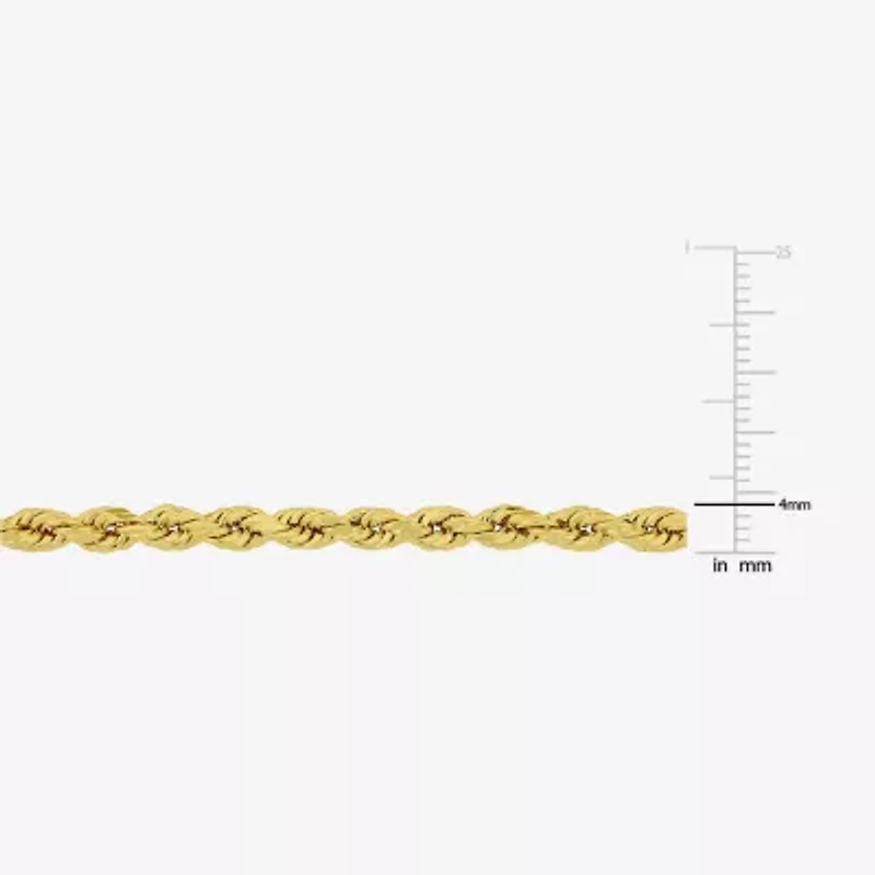 Womens 14K Gold 7.5 Inch Hollow Rope Chain Bracelet
