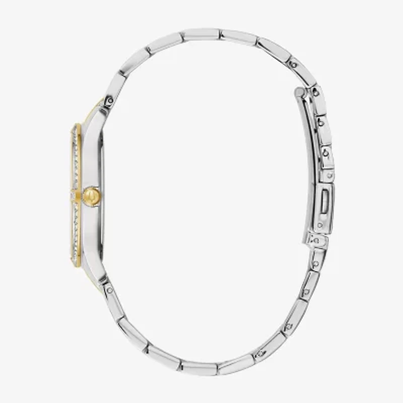 Bulova Crystal Womens Crystal Accent Two Tone Stainless Steel Bracelet Watch 98l273
