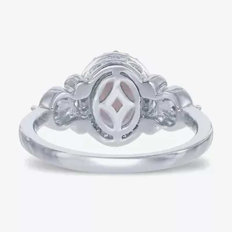 Enchanted Disney Fine Jewelry 1/10 CT. T.W. Diamond & Lab-Created Opal Sterling Silver Cocktail Ring