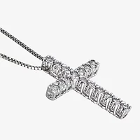Womens 1/4 CT. T.W. Natural White Diamond 10K White, Yellow, or Rose Gold Cross Pendant Necklace