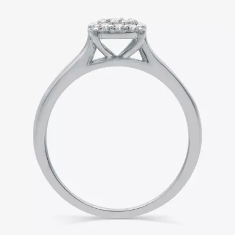 I Said Yes (H-I / I1) Womens 3/8 CT. T.W. Lab Grown White Diamond Sterling Silver Round Side Stone Halo Bridal Set