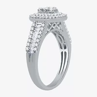 I Said Yes (H-I / I1) Womens 1 CT. T.W. Lab Grown White Diamond Sterling Silver or 14K Gold Over Side Stone Halo Bridal Set