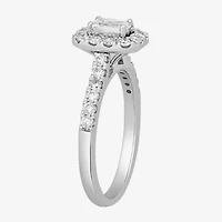 Signature By Modern Bride (H-I / Si2) Womens 1 CT. T.W. Lab Grown White Diamond 10K Gold Side Stone Halo Engagement Ring