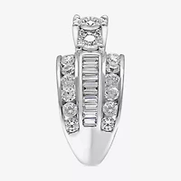 Womens 4 CT.T.W. Natural Diamond Gold Round Side Stone 3-Stone Engagement Ring