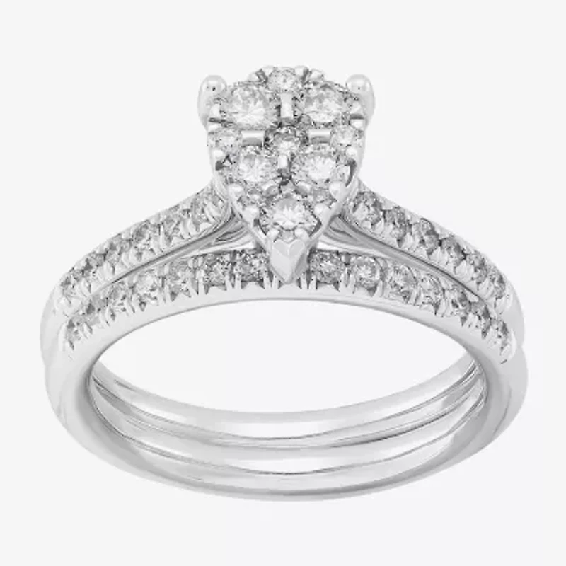 Limited Quantities! Womens 1 CT. T.W. Natural White Diamond 10K White Gold Bridal Set