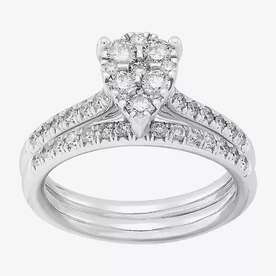 Limited Quantities! Womens 1 CT. T.W. Natural White Diamond 10K White Gold Bridal Set