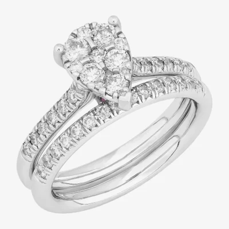Limited Quantities! Womens 1 CT. T.W. Natural White Diamond 10K White Gold Bridal Set