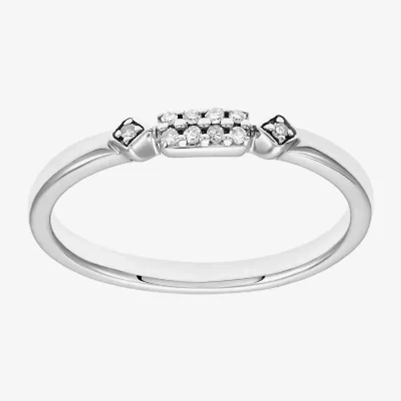Limited Quantities! Womens 2MM Diamond Accent Natural White Diamond 10K White Gold Band