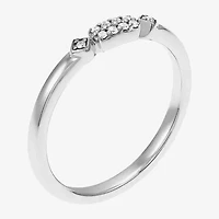 Limited Quantities! Womens 2MM Diamond Accent Natural White Diamond 10K White Gold Band