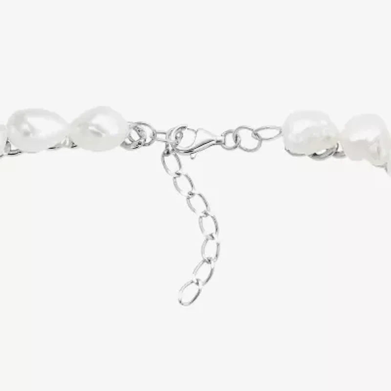 Limited Quantities! Womens Dyed White Cultured Freshwater Pearl Sterling Silver Strand Bracelet