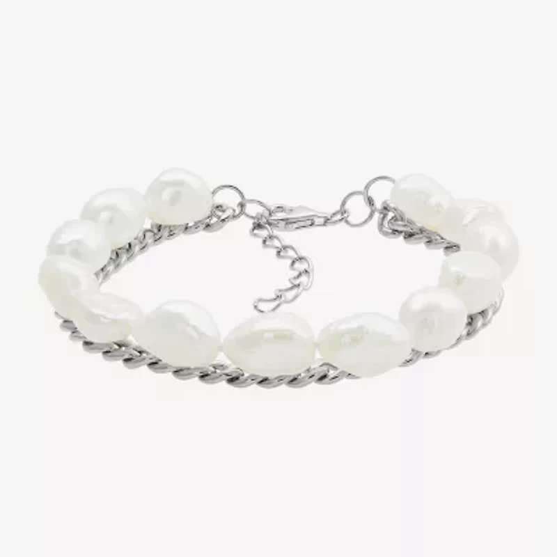 Limited Quantities! Womens Dyed White Cultured Freshwater Pearl Sterling Silver Strand Bracelet