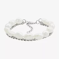 Limited Quantities! Womens Dyed White Cultured Freshwater Pearl Sterling Silver Strand Bracelet