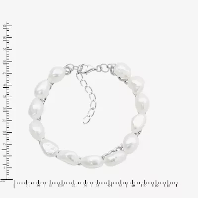 Limited Quantities! Womens Dyed White Cultured Freshwater Pearl Sterling Silver Strand Bracelet